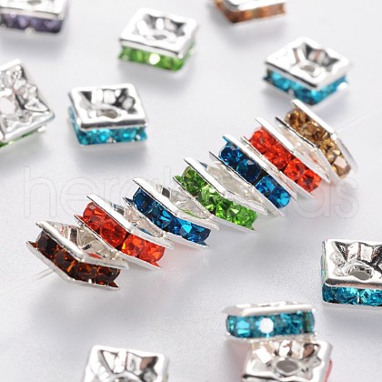 Brass Rhinestone Spacer Beads X-RSB072-1