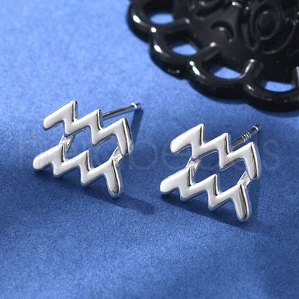 S925 Sterling Silver Stud Earrings EJEW-K303-01S-11-1
