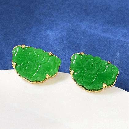 Brass Stud Earrings KK-F358-01G-1