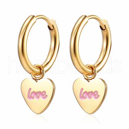 Stainless Steel Heart Dangle Earrings for Women JK4182-1-1