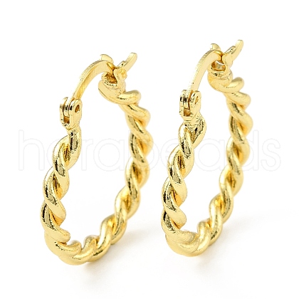 Brass Twist Rope Hoop Earrings for Women EJEW-A070-16G-1