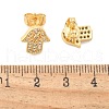 Hamsa Hand Brass Micro Pave Clear Cubic Zirconia Stud Earrings EJEW-D305-03G-5