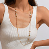 Alloy & Plastic Imitation Pearl White Round Beads Handmade Link Chain Long Necklaces for Women FS-WG575FB-01-1
