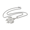 304 Stainless Steel Hollow Cut Compass Turtle Pendant Necklaces NJEW-H065-04P-2
