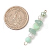4Pcs 4 Colors Acrylic Pearl & Natural Green Aventurine & Natural Sunstone & Cherry Quartz Glass & Natural Ametrine Gemstone Chip Heart Connector Charms PALLOY-JF03340-01-3