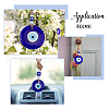 SUPERFINDINGS 4Pcs 4 Styles Flat Round with Evil Eyes Handmade Lampwork Pendant Decoration HJEW-FH0001-68-6