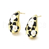 Teardrop with Flower Real 18K Gold Plated Brass Enamel Stud Earrings EJEW-L270-013G-01-1
