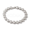 Rack Plating Brass Pave Cubic Zirconia Flower Link Chain Bracelets for Women BJEW-A018-03P-03-1