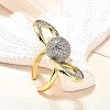 Brass Micro Pave Clear Cubic Zirconia Cuff Rings for Women RJEW-U051-01A-G-3