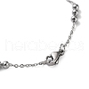 Non-Tarnish 304 Stainless Steel Round Beaded Link Chain Bracelets for Women BJEW-D033-01P-3