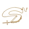 304 Stainless Steel & ABS Plastic Imitation Pearl Cross Pendant Necklaces NJEW-S442-09G-4