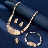 Trapezoid Alloy Pendant Necklaces & Stud Dangle Earrings & Link Bracelet & Rings Sets WGF76D9-01-3