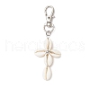 Cross Natural Cowrie Shell Pendant Decorations HJEW-JM03314-01-2