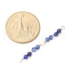 Faceted Round Natural Lapis Lazuli & Kyanite & Potato Natural Cultured Freshwater Pearl Beaded Connector Charms PALLOY-JF03532-02-4