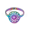 Ion Plating(IP) 201 Stainless Steel Flower Adjustable Ring for Women RJEW-C045-01M-2