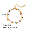 Enamel Flower Link Chains Bracelet HUDU-PW0001-027A-1