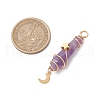 3Pcs 3 Styles Natural Amethyst Pointed Copper Wire Wrapped Faceted Bullet Big Pendants PALLOY-JF03572-03-2