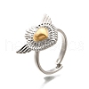 Gothic Style Brass Micro Pave Clear Cubic Zirconia Cuff Rings for Women RJEW-U051-02C-GP-4