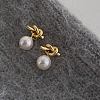 304 Stainless Steel and Glass-based Imitation Pearl Dangle Earrings for Women FS-WG0AE83-01-1