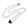 304 Stainless Steel Double-Sided Magnetic Heart Pendant Paperclip Chain Necklaces NJEW-U028-02B-4