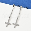 201 Stainless Steel Dangle Stud Earrings EJEW-P314-01B-P-3