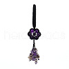 Flower Natural Amethyst Braided Thread Pendant Decorations HJEW-K046-04E-1
