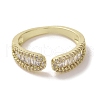 Brass Micro Pave Cubic Zirconia Open Cuff Ring RJEW-K256-49G-2