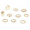 10Pcs Alloy with Crystal Rhinestone Finger Rings WG3531F-01-5