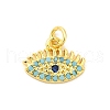 Real 18K Gold Plated Rack Plating Brass Micro Pave Cubic Zirconia Pendants Charms KK-S396-01C-1