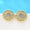 Brass Micro Pave Clear Cubic Zirconia Stud Earrings EJEW-G433-03G-2
