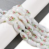 Printing Glass Oval Beads for Necklaces Bracelets Making GLAA-B020-01A-13-5