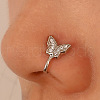 Butterfly Brass Micro Pave Clear Cubic Zirconia Clip on Nose Rings WGE7DEE-02-1