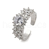 Brass Micro Pave Cubic Zirconia Adjustable Cuff Rings for Women RJEW-C129-04P-4
