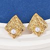 304 Stainless Steel ABS Plastic Pearl Stud Earrings STAS-D368-01B-G-3