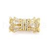 Rack Plating Brass Micro Pave Clear Cubic Zirconia Screw Clasps KK-A208-08G-1