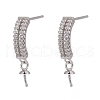 Anti-Tarnish Rhodium Plated 925 Sterling Silver Micro Pave Cubic Zirconia Stud Earring Findings STER-P035-41P-6