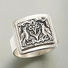 Rectangle with Bird & Flower Pattern Alloy Finger Rings FS-WGF2270-02-4