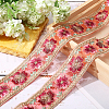 Globleland 5 Yards Embroidered Organza Flower Ribbons SRIB-GL0001-02-4
