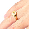 Flat Round with Star Pattern 304 Stainless Steel Micro Pave Clear Cubic Zirconia Finger Rings FS-WG7CEF6-03-3