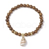 4Pcs Wood Round Bead Charm Bracelets for Women BJEW-JB11646-3