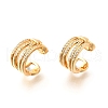 Brass Micro Pave Clear Cubic Zirconia Cuff Earrings EJEW-F370-03G-3