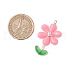 Opaque Acrylic Flower Beads with Iron Bead Caps and 304 Stainless Steel Flat Head Pins and Spray Painted Transparent Glass Beads Pendants PALLOY-JF03617-02-2