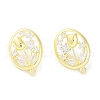 Brass Pave Clear Cubic Zirconia Stud Earring Findings KK-F875-04G-2