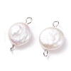 Natural Baroque Pearl Keshi Pearl Connector Charms PALLOY-JF01495-01-1