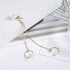 Alloy & Round Imitation Pearl Tassel Chain Cuff Crawler Climber Cartilage Earrings FS-WG06E18-01-2