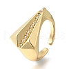 Brass Micro Pave Cubic Zirconia Cuff Open Rings RJEW-D313-12G-4