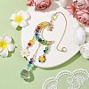Glass Beads Wire Wrapped Brass Moon Hanging Ornaments HJEW-TA00212-2