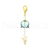 Glass & Brass Cubic Zirconia Charms & Synthetic Turquoise Beads Pendant Decorations HJEW-JM02980-02-1