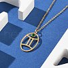304 Stainless Steel Cubic Zirconia Twelve Constellations Runes Pendant Cable Chain Necklaces for Women NJEW-B121-02G-03-3