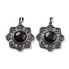 Natural Obsidian & Brass Pendants G-K338-09AS-10-1